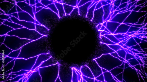 Abstract Lightning Circle, Growing Branches - Purple
