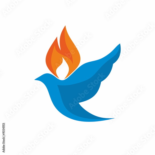 Church logo. Dove with flames icon