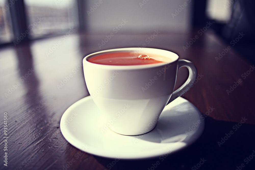cup of tea at a cafe blurred background cup of tea at a cafe blurred background