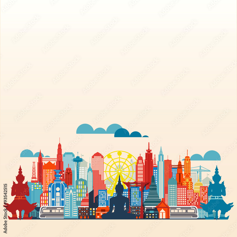 Obraz premium Bangkok Metropolis panorama flat design