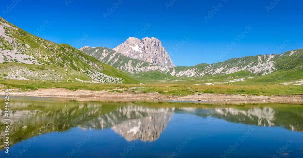 Gran Sasso mountain lake, Campo Imperatore, Italy