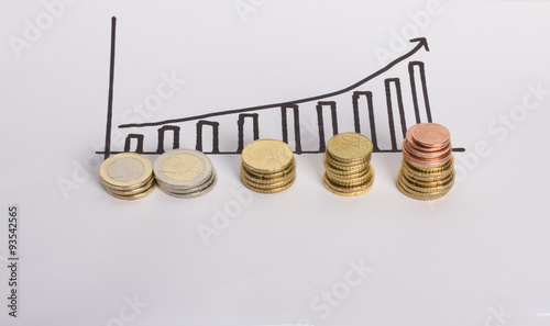 Stack ,chart and coins