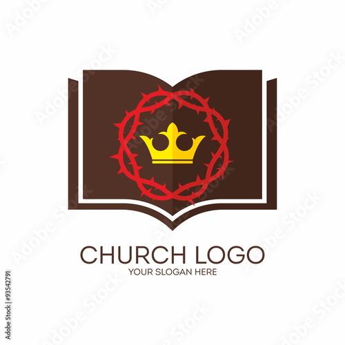 Church logo. Crown of thorns, crown, king, Bible, icon