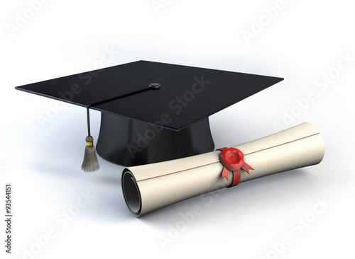 Graduation cap an diploma