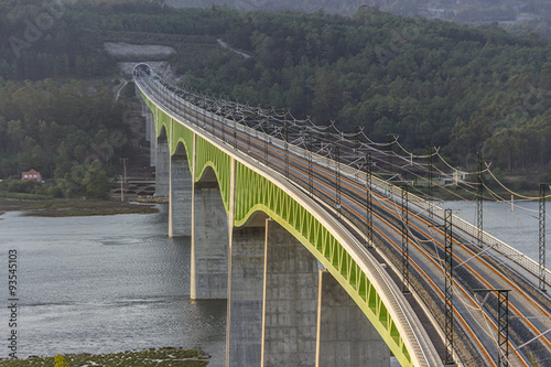 Bridge of high-speed train, AVE, over Ulla river in Catoira