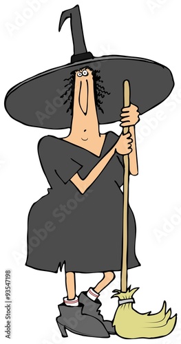 Witch leaning on her broom