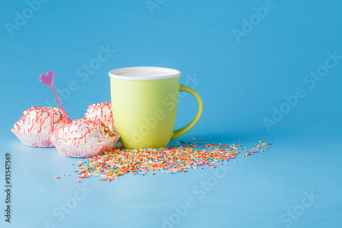 Sweets on blue background