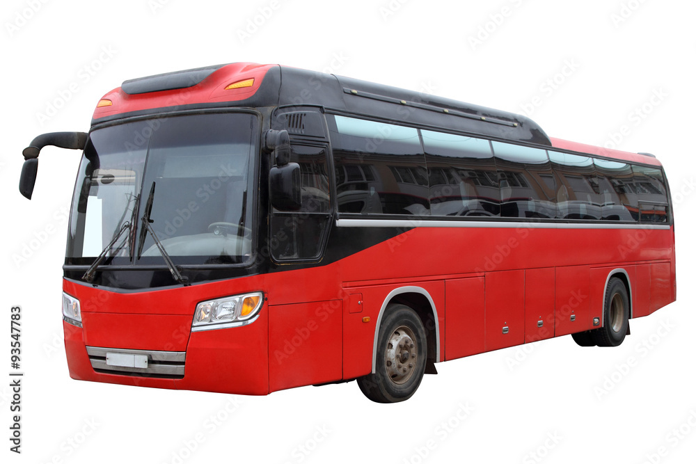 Classical red  bus, isolated on white background.