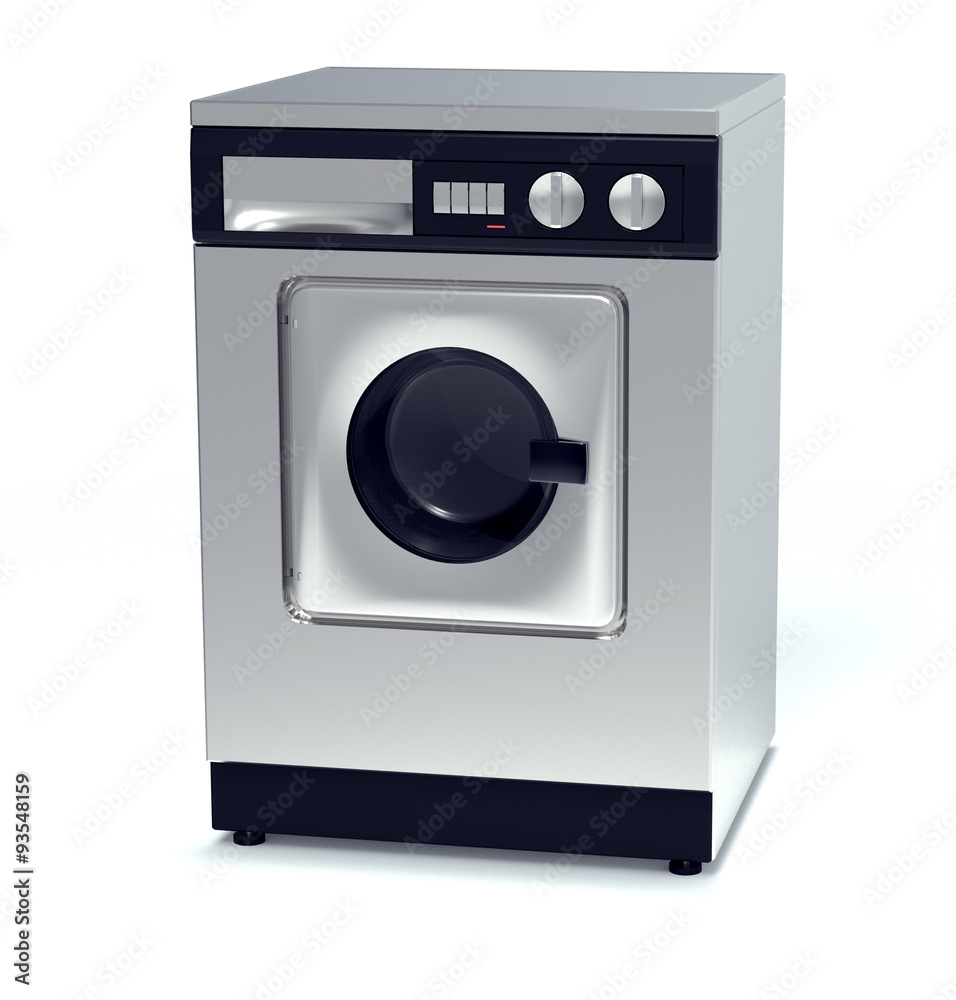 Fototapeta premium laundry machine made of metal isolated on white