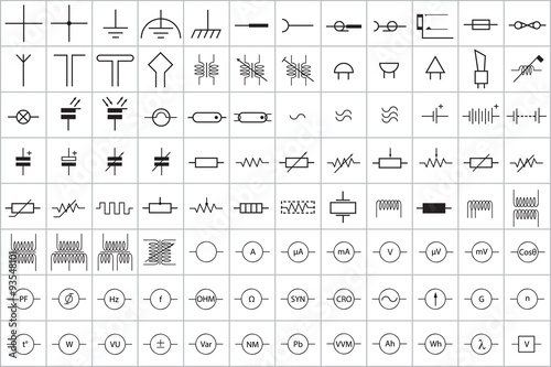 Canvas Print 96 Electronic and Electric Symbol Vector Vol.1