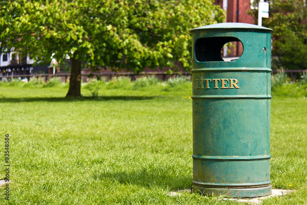 Garbage litter bin at the park Garbage litter bin at the park