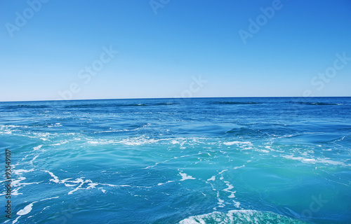 Blue sea and blue sky background