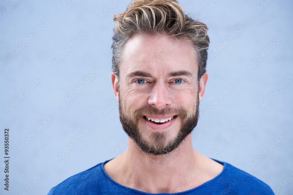 Fototapeta premium Close up portrait man with beard smiling