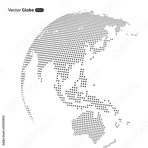 Vector abstract dotted globe, Central heating view on Australia 