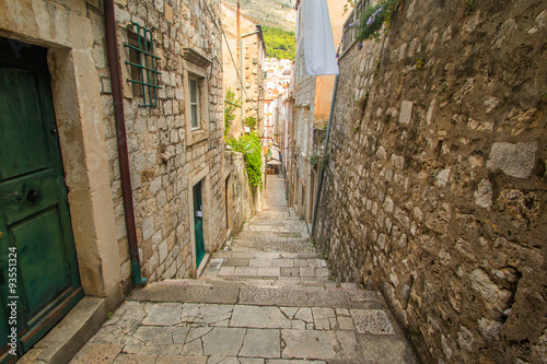 Fototapeta Naklejka Na Ścianę i Meble -      Narrow street and stairs in the Old Town in Dubrovnik, Croatia 