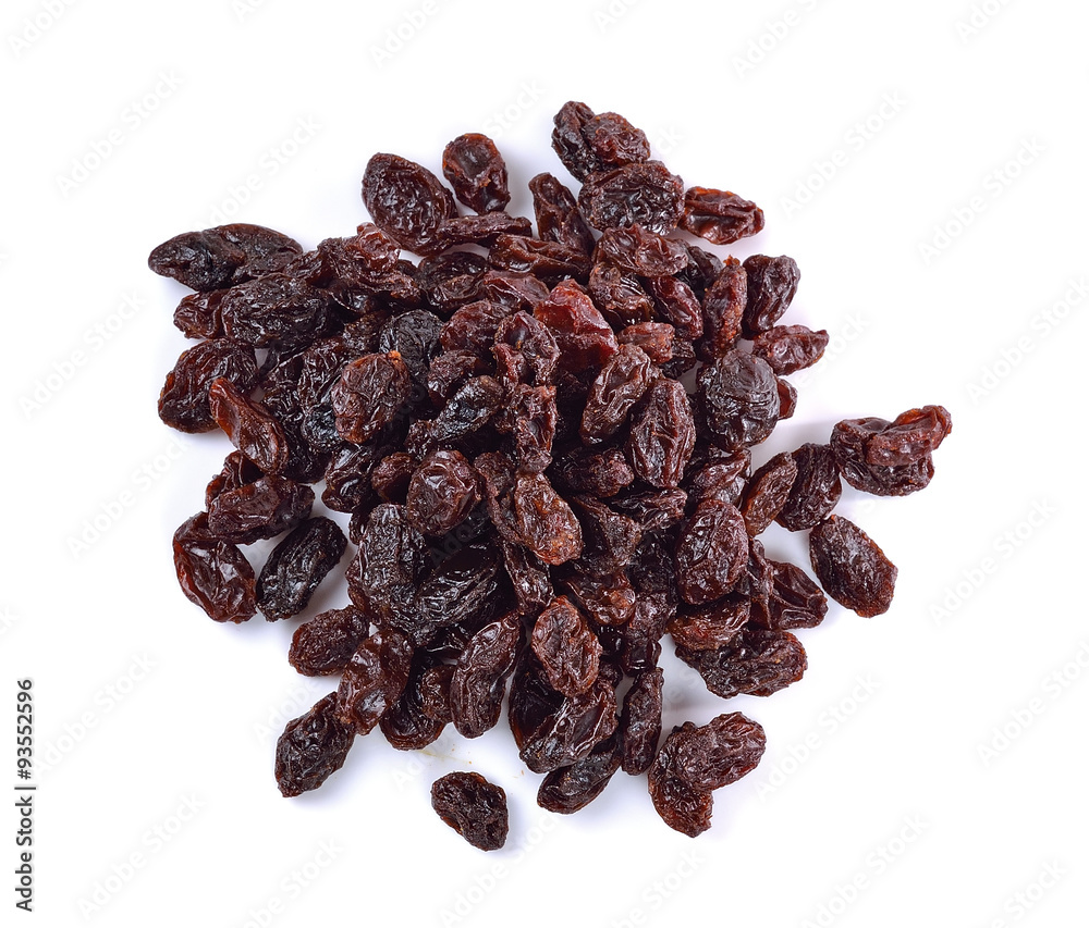 Dried raisins on a white background Dried raisins on a white background