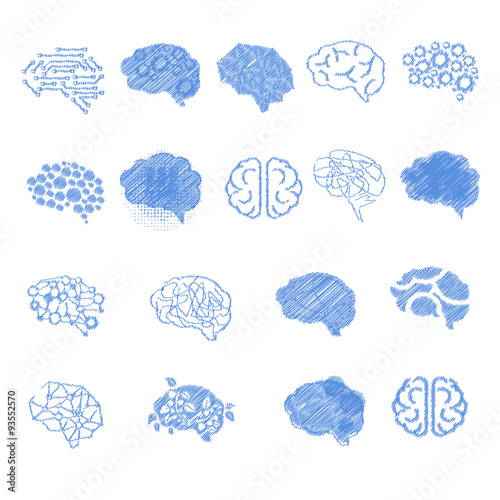 Brain Icon Set, Vector Illustration Set