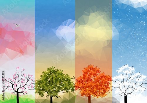 Four Seasons Banners with Abstract Trees - Vector Illustration photo
