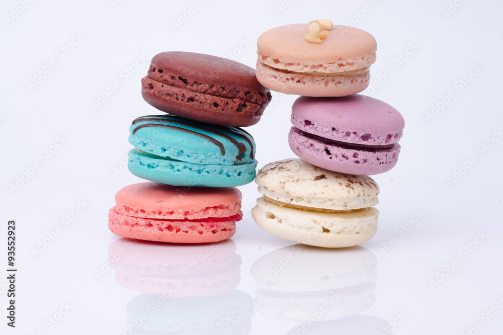colorful macarons isolated on white colorful macarons isolated on white