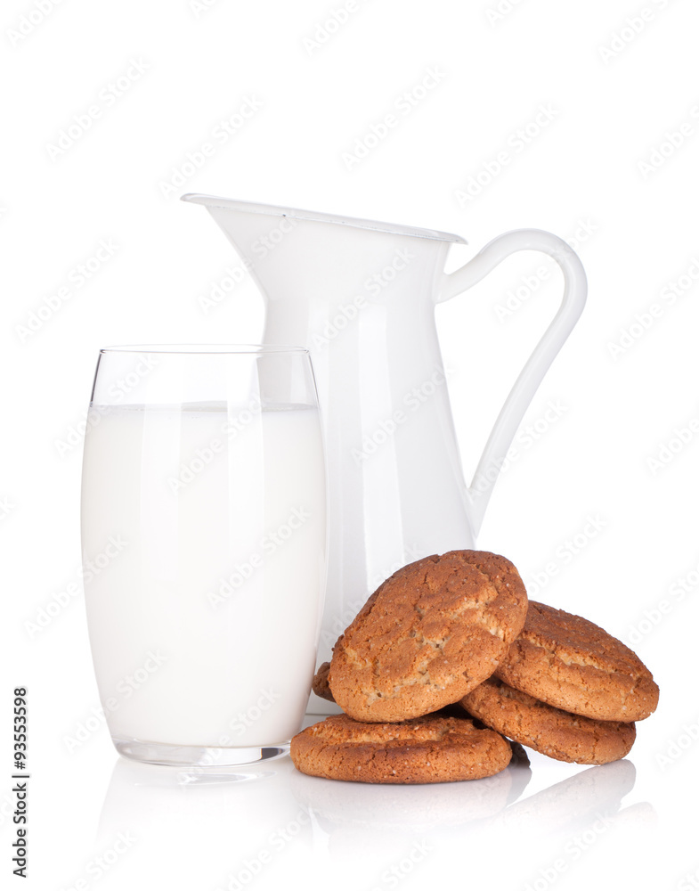 Milk jug, glass and cookies Milk jug, glass and cookies