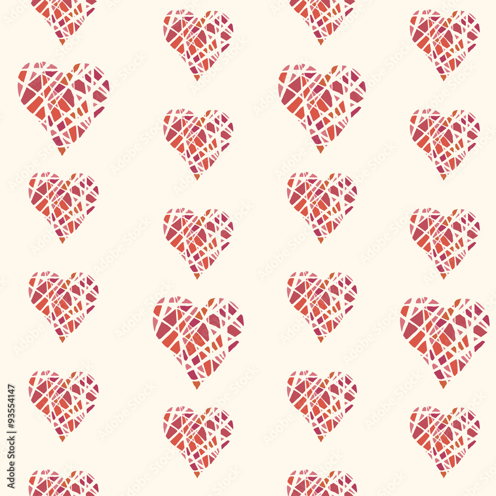 Vector seamless pattern with hand drawn red hearts Vector seamless pattern with hand drawn red hearts