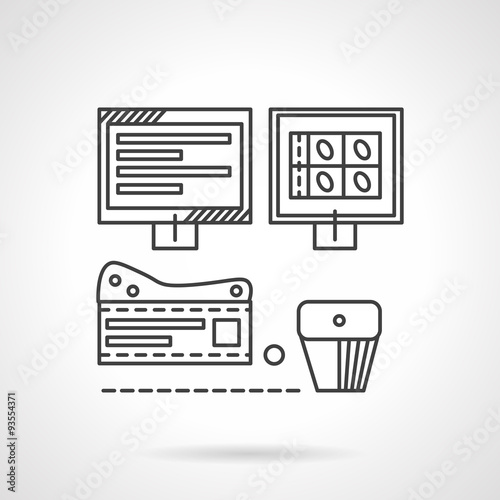 Medical imaging equipment flat line vector icon. 