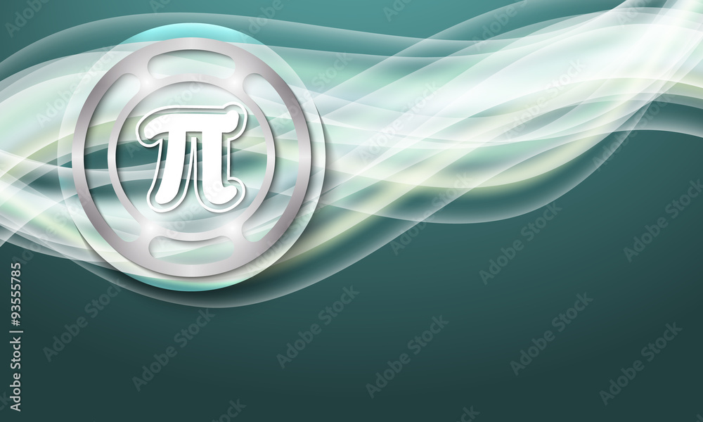 Vector abstract background with waves and pi symbol - obrazy, fototapety, plakaty 