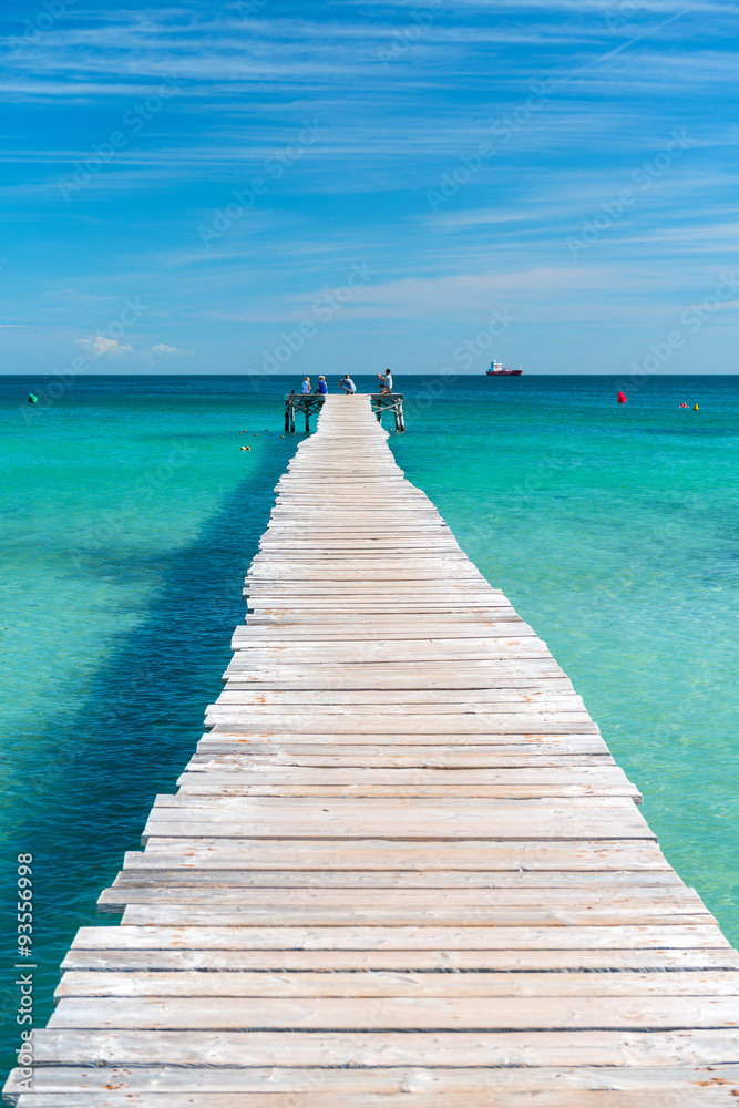 Wooden jetty in the turquoise sea of Mallorca - 7846 Wooden jetty in the turquoise sea of Mallorca - 7846