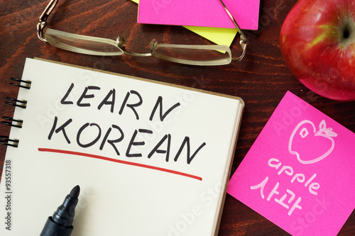 Words written learn korean in the notepad.