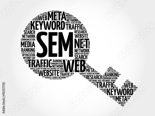 SEM - Search Engine Marketing Key word cloud, business concept