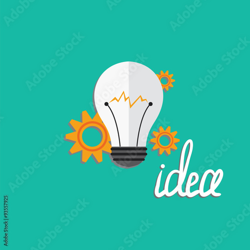 Lamp and gear . Idea. Infographics vector .