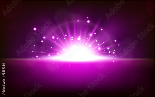 Fototapeta Naklejka Na Ścianę i Meble -  Bright violet light rising from the black horizon
