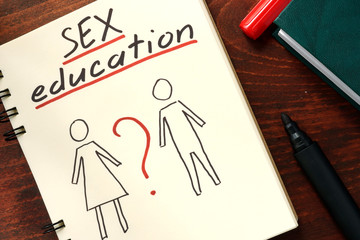 Words written sex education in the notepad.