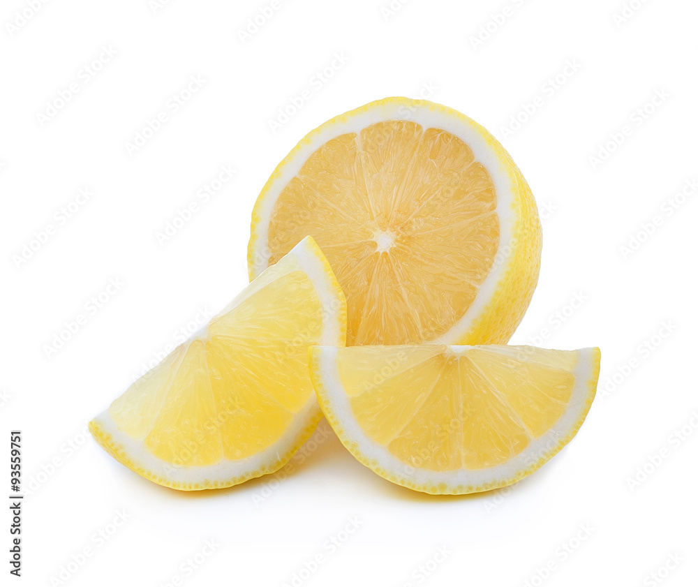 Fresh lemon on white background