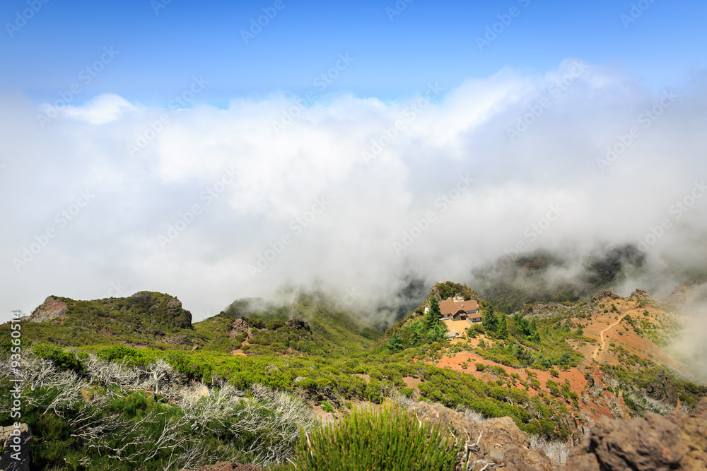 Mountains in clouds landscape