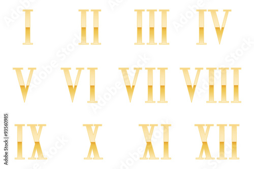 Golden Roman numerals set