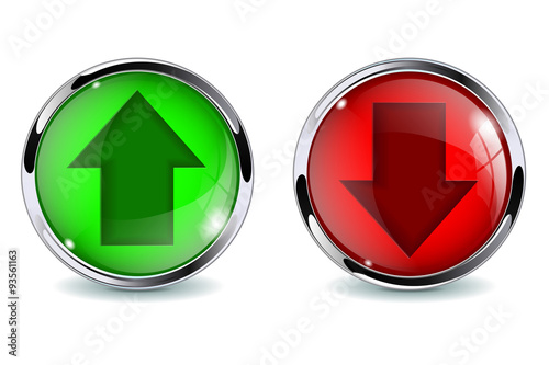 Button. Green and red arrow.