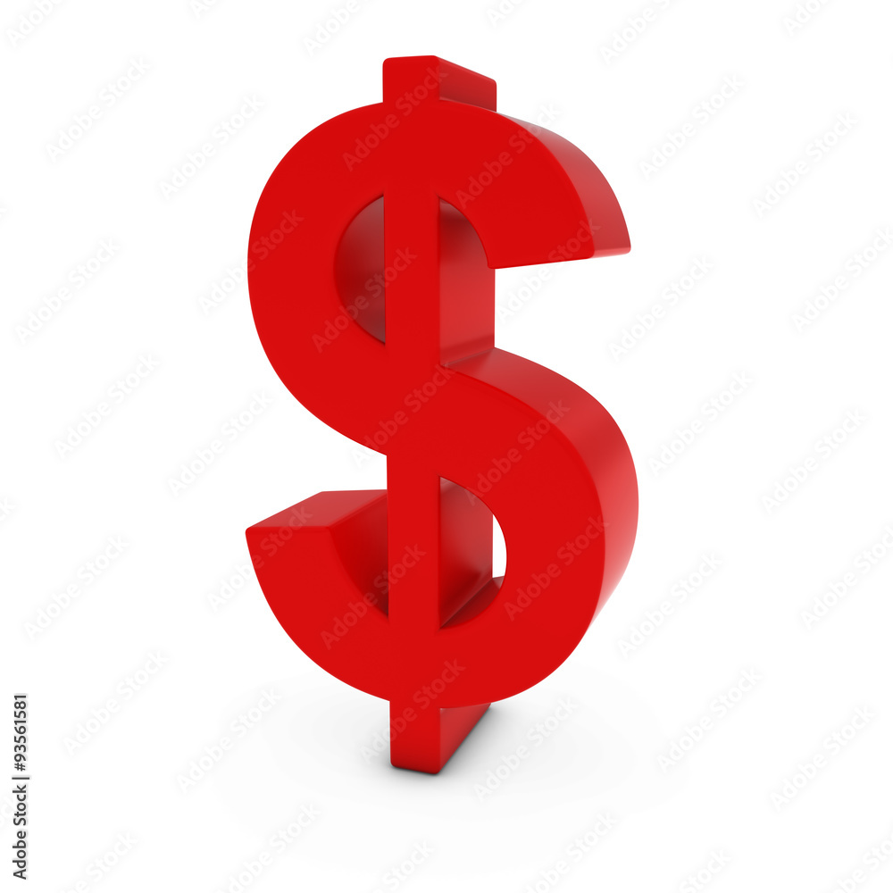 Red Dollar Symbol Isolated on White Background Red Dollar Symbol Isolated on White Background