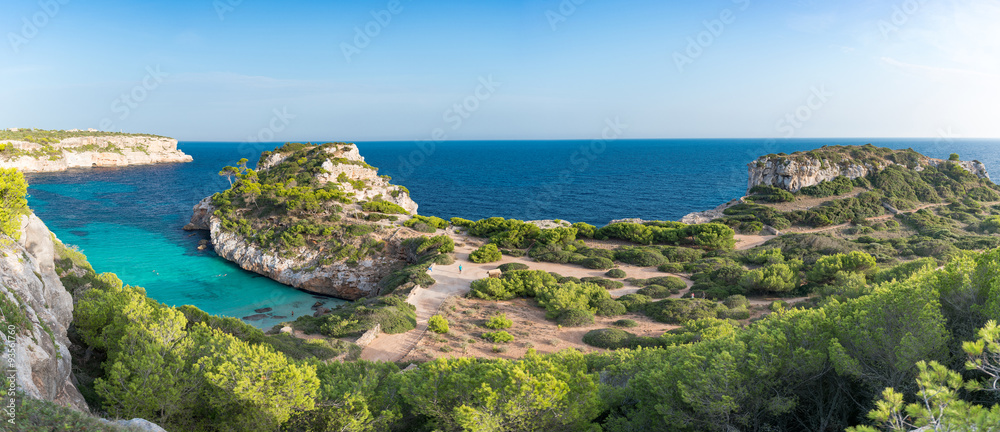 Panorama of the southeast coast of Mallorca with the beautiful bay 