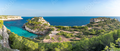 Panorama of the southeast coast of Mallorca with the beautiful bay "Cala Moro"