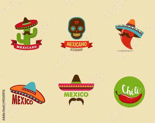 Mexican food icons, menu elements for restaurant