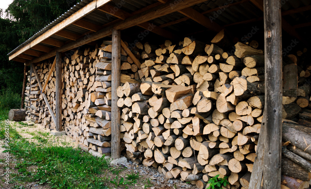 Stack of wood prepared for winter Stack of wood prepared for winter