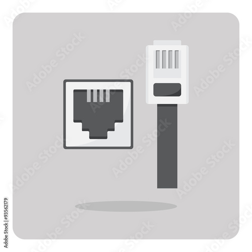 Vector of flat icon, telephone cable connector on isolated background