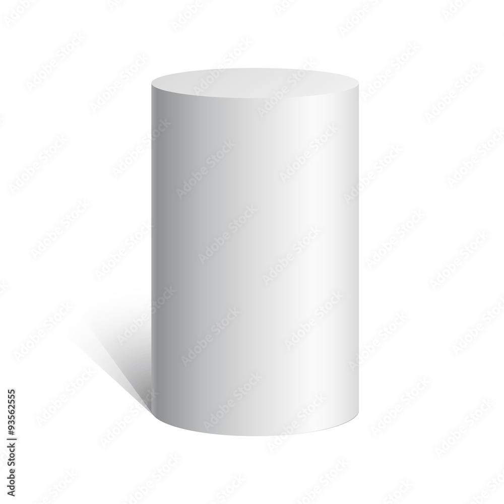White cylinder. 3D geometric shape. mock up. Vector Illustration White cylinder. 3D geometric shape. mock up. Vector Illustration