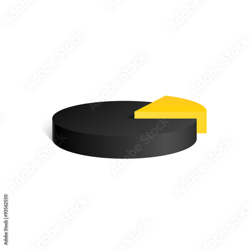 Black & yellow cylinder. Diagram. 3D geometric shape. mock up. Vector Illustration