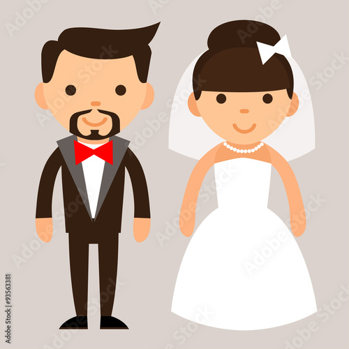 cartoon bride and groom