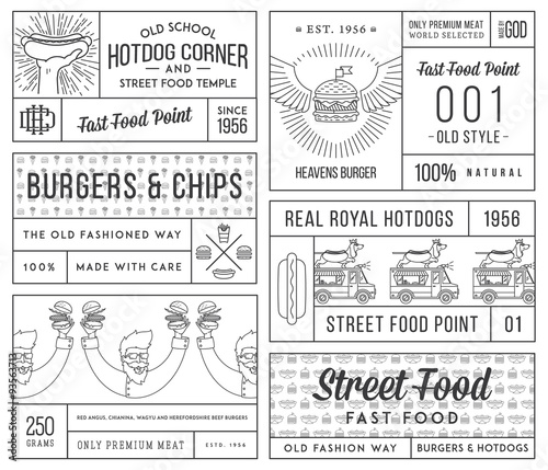 Fast food badges and icons black on white 4