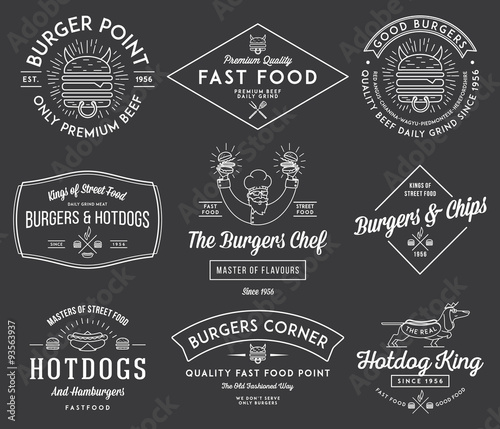 Fast food badges and icons white on black 1