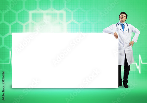 Doctor with banner