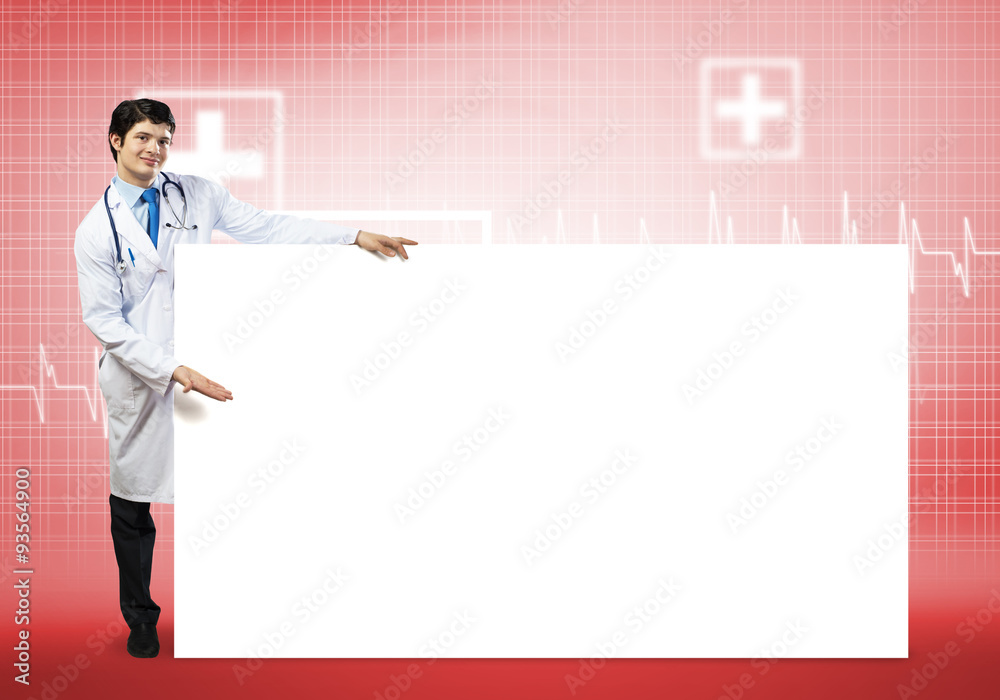 Doctor with banner
